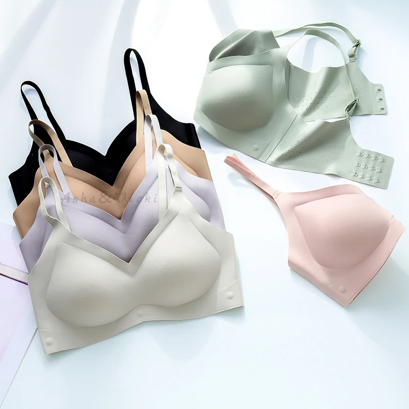 Energy Stone Women Underwear Gathered Wireless No Trace Side Ratio Adjustable Straps Breathable Holes sexy lingerie Woman Bra