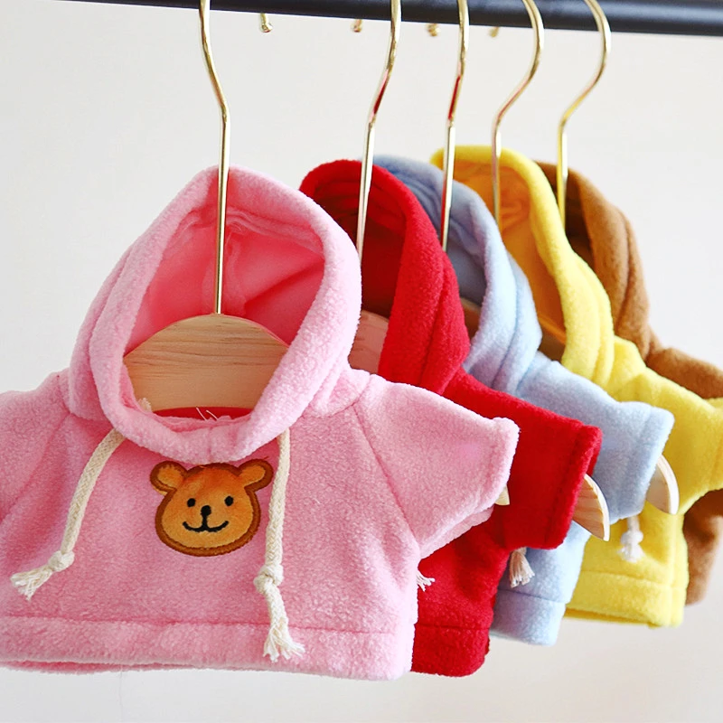 20cm Animation Doll Plush Toy Clothes Accessories Cartoon Teddy Doll Body Dress Up Hooded Sweater Cotton Doll Mini Bear Clothes