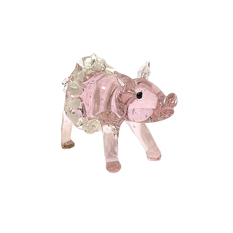 

Murano Glass Pig Figurine Cute Pink Small Animal Statue Home Decor Tabletop Room Ornament Wedding Party Favor New Year Xmas Gift