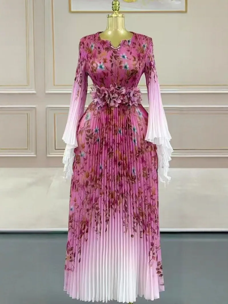 مياكي الأفريقية فستان أنيق المرأة الخريف مزاجه الجديد المشاهير الخصر موضة فستان طويل الملابس النسائية 2025 الخريف جديد