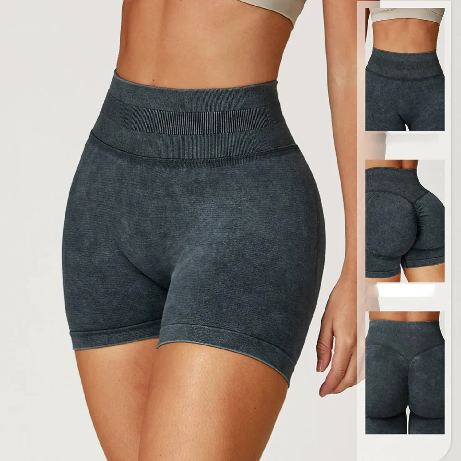 

New Seamless Women's Gym Yoga Shorts High Waisted and Hip Lifting Tight Knit Sports Shorts Exercise and Fitness Yoga Leggings