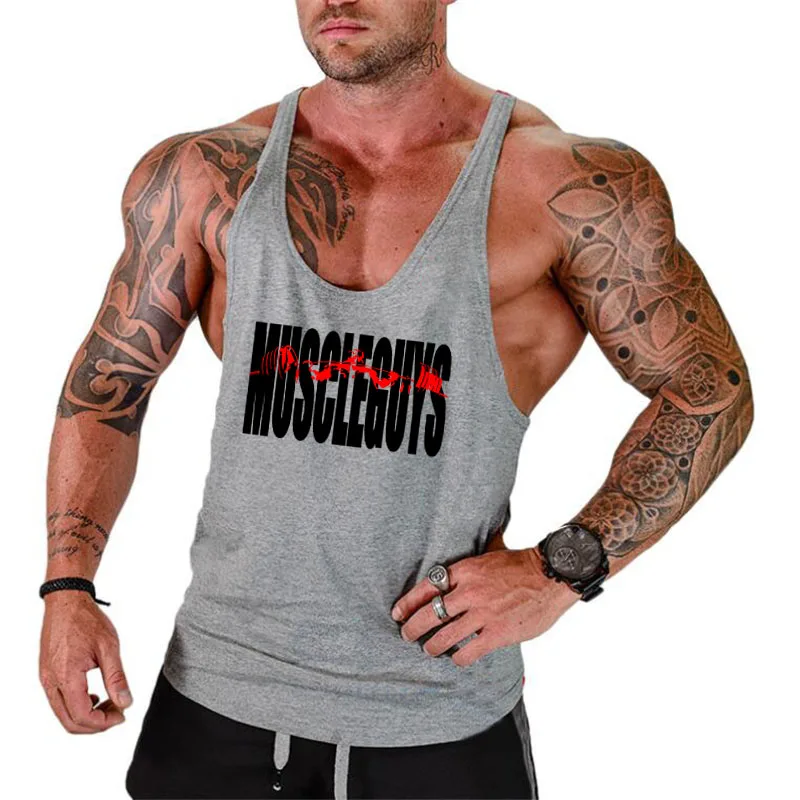

Brand Mens Gyms Tank Tops Bodybuilding Stringer Tanktop Fitness Men Sleeveless Shirts Y Back Tank Top men Cotton workout Vest