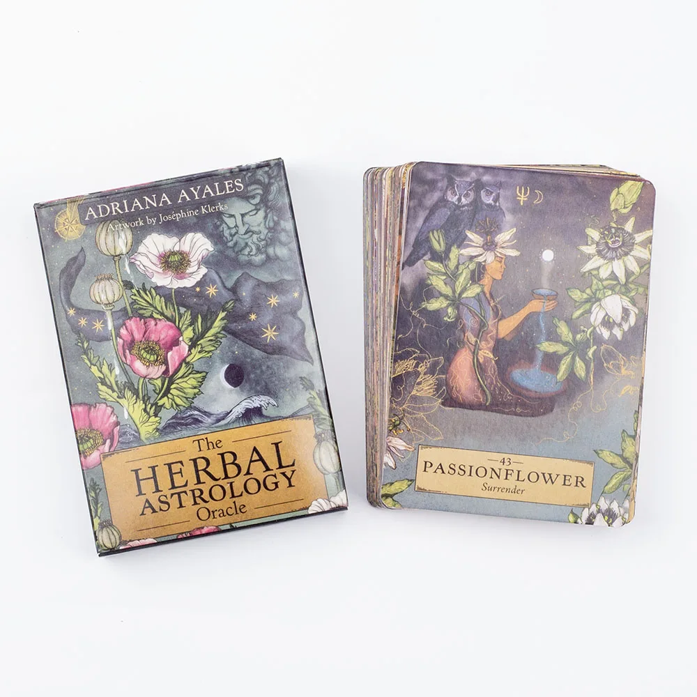 Herbal Astrology Oracle Board Game Deck 55 Cards for Alchemizing Ancient Plant Healing and Astrological Wisdom 10.4x7.4cm