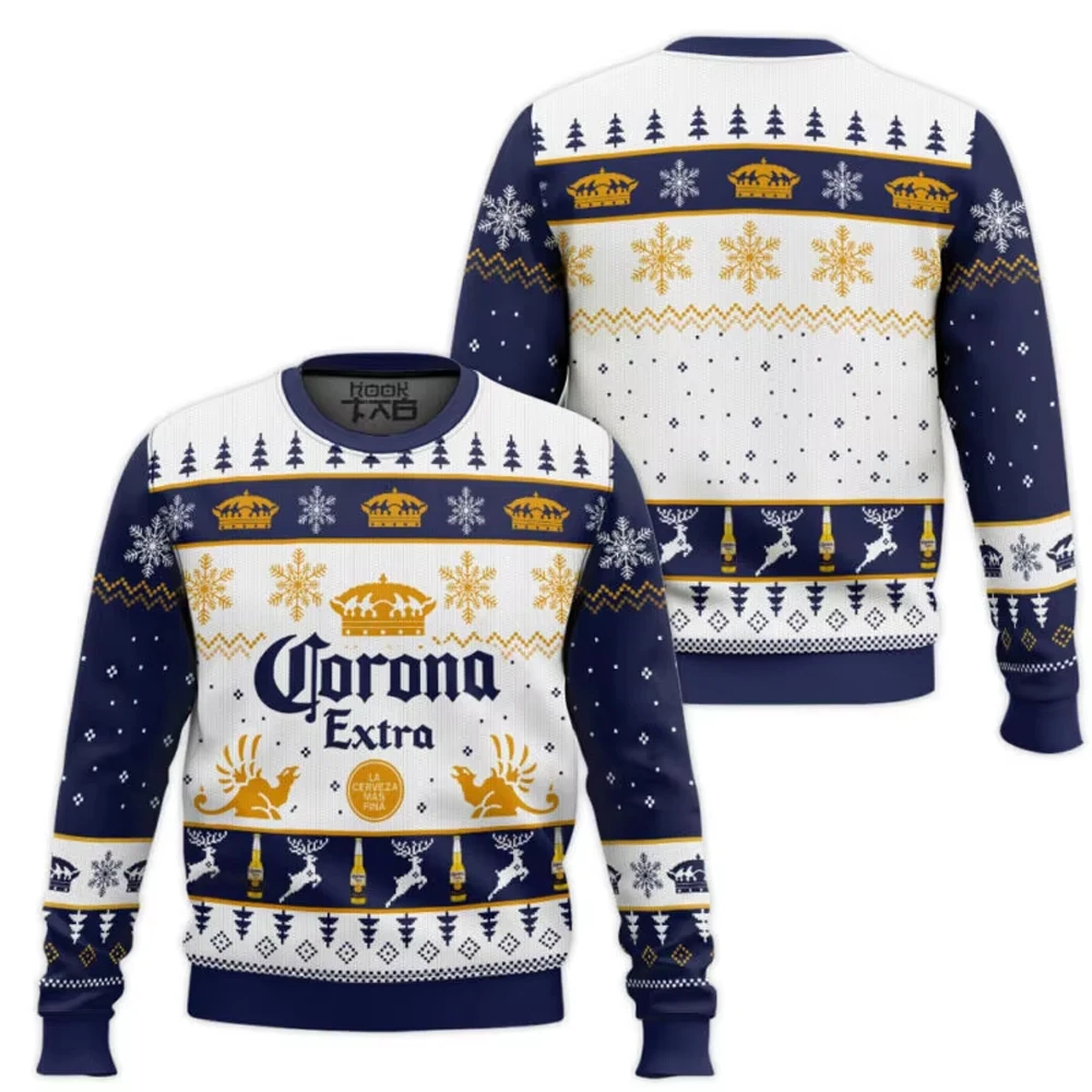 Sweater Natal Lucu Corona Extra Lager Beer, Sweater Pesta Liburan Unik Ukuran Besar untuk Pria Wanita, Hadiah Natal 2026