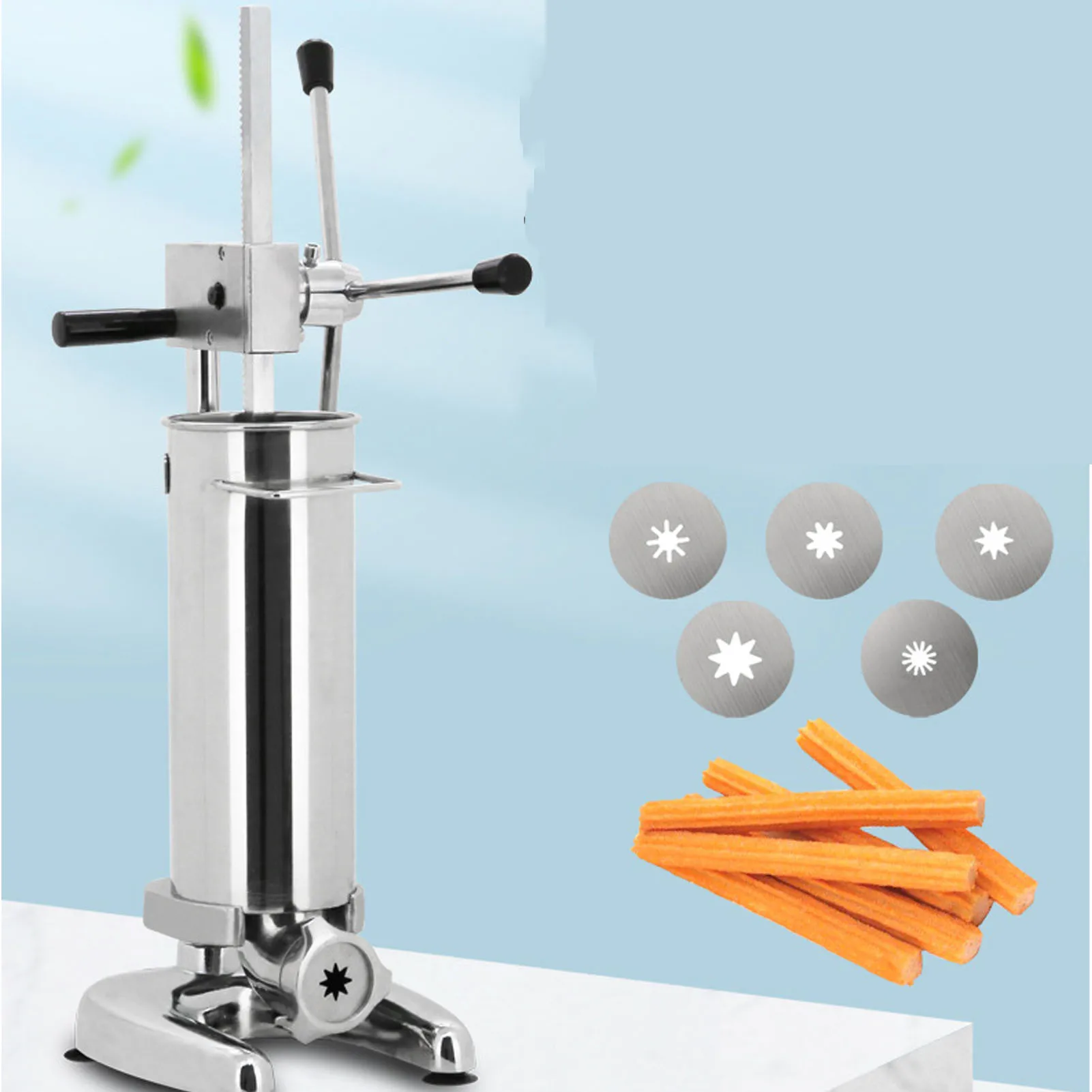 Máquina de churro espanhol vertical de aço inoxidável destacável amplamente utilizada com 5 moldes para uso comercial