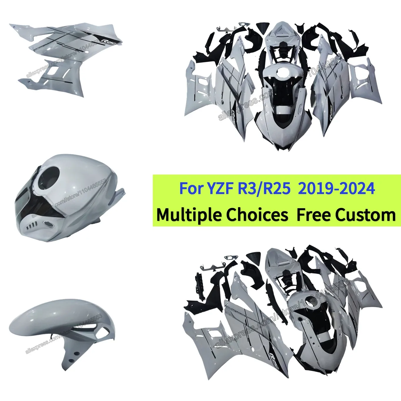 

Motorcycle Aftermarket Part Fairings Kits Fit for Yamaha YZF R3/R25 2019–2024 YZF R3 YZF R25 hood set | Nardo Grey