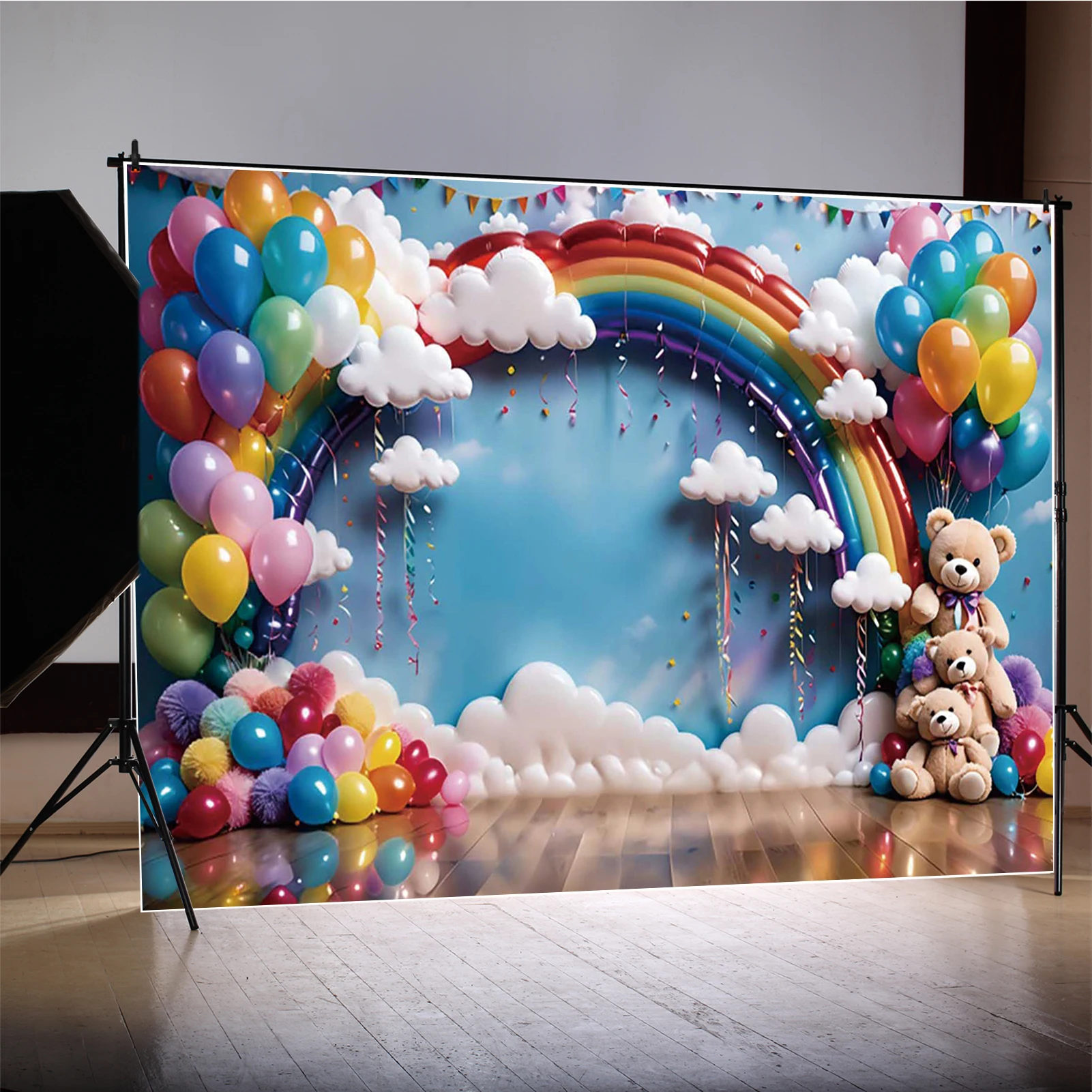 MOON.QG استحمام الطفل عيد ميلاد التصوير خلفية تيدي بير يونيكورن حورية البحر فوتوزون خلفية الطفل حفلة استوديو كابينة تصوير