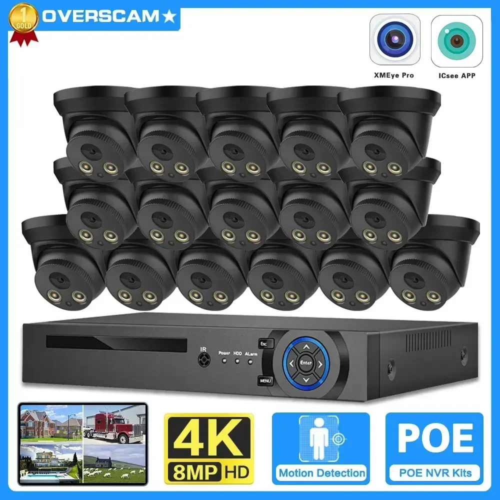 

H.265 16CH 4K 8MP POE Security NVR Camera System Audio Record Dome Full Color Night Vision Video Surveillance Protection Kit