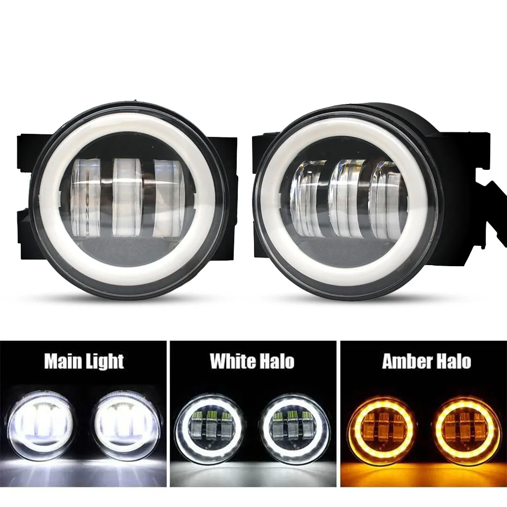 Upgrade Led Fog Lights Assembly Replace for Subaru Outback 2010 2011 2012 30W Yellow Turn Signal and White Angel Eyes DRL Ring