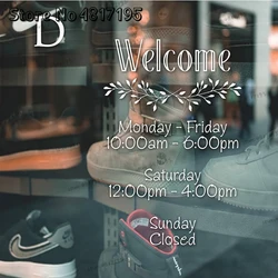 Welcome To Our Store Stickers Custom Hours Business Opening Time Word Decals Welcome Business Hours Decal Custom Time Stickers
