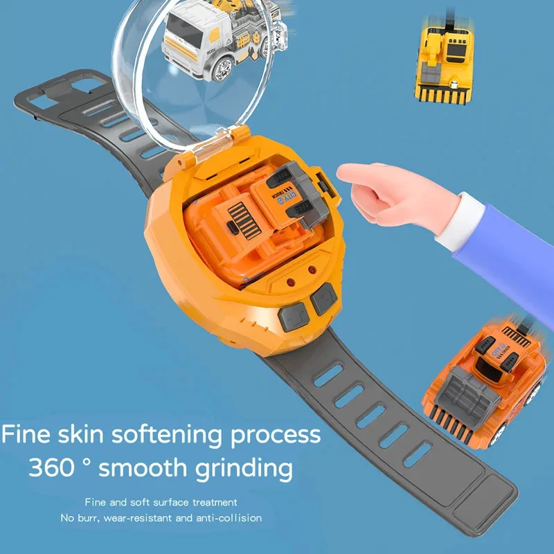 테미키즈 미니 2.4G 무선 조종 시계형 소형 자동차 엔지니어링 차량 굴삭기 남자아이 충전식 모델카 불도저 믹서 어린이용