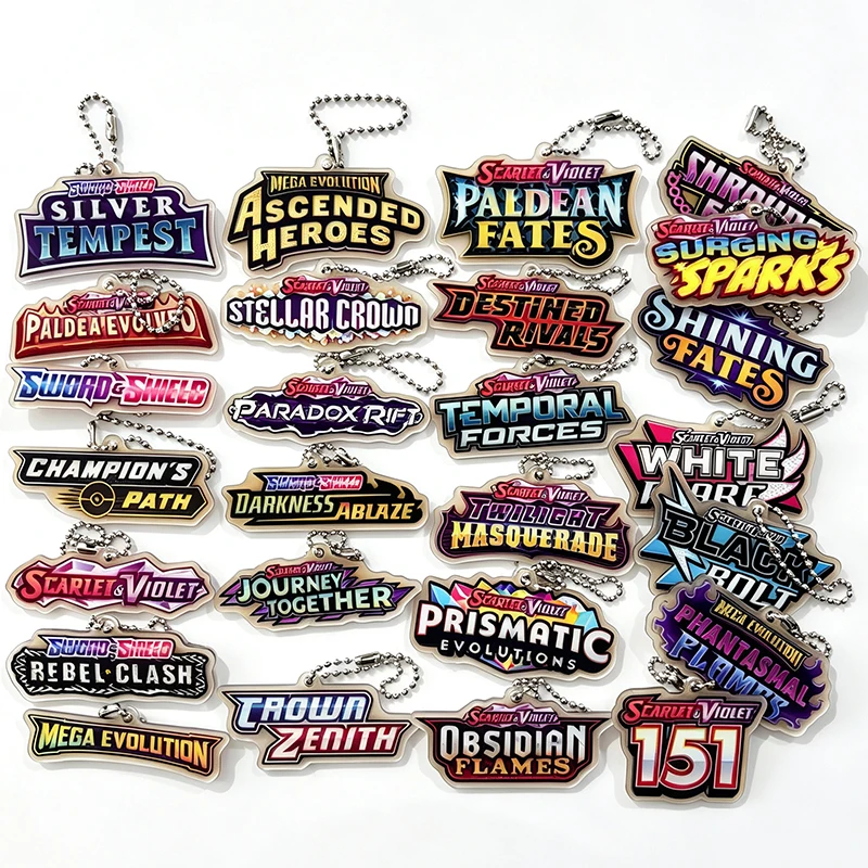 Nouvelle série 2026 Anime Cartoon Mega Evolution Ascended Heroes – Accessoires porte-clés en acrylique, breloque de carte de collection de jeu