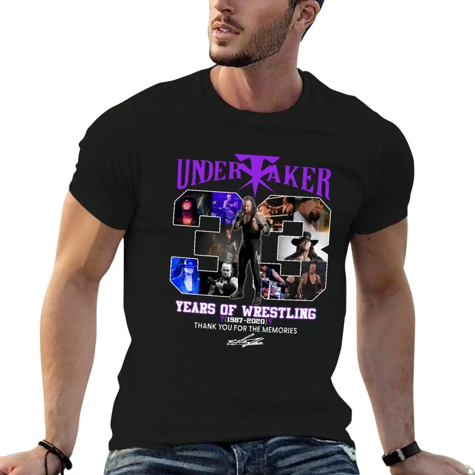 

úndértaker 33 Years Of Wrestling 1987 2020 Thank You For The Memories Signatures Unisex Fashion Graphic Tees For Women C T-Shirt
