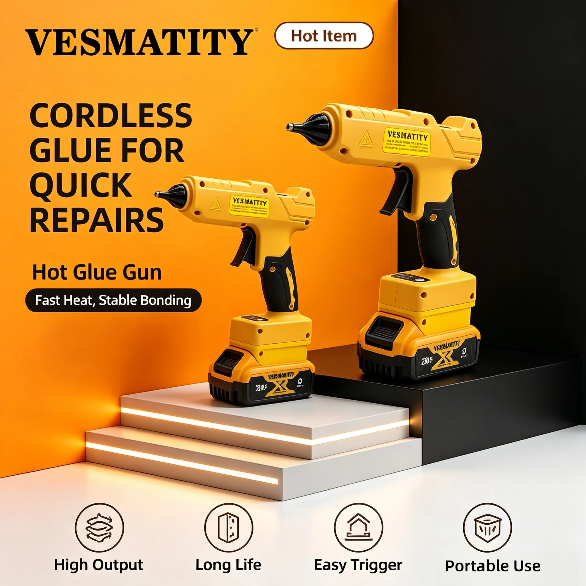 Vesmatity Handheld Hot Glue Gun Repair DIY Tool Hot Melt Welding Hot Air Gun Anti-scald Nozzle for 18V Battery