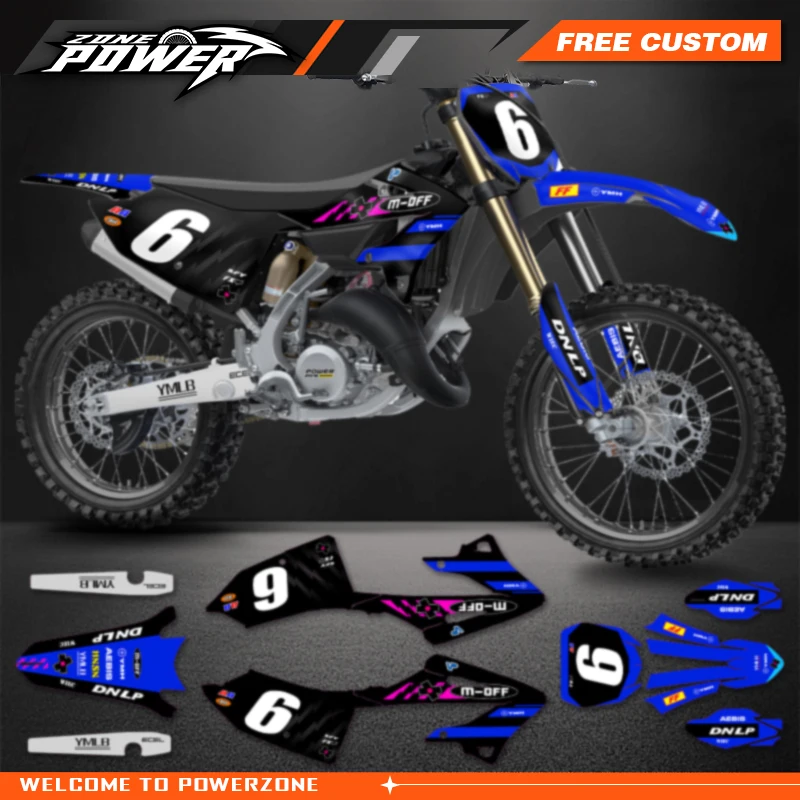 Powerzone Motorcycle Graphics Decals Sticker Kits for Yamaha YZ125 YZ250 2022 2023 2024 Custom Motorcycle Background Stickers 12