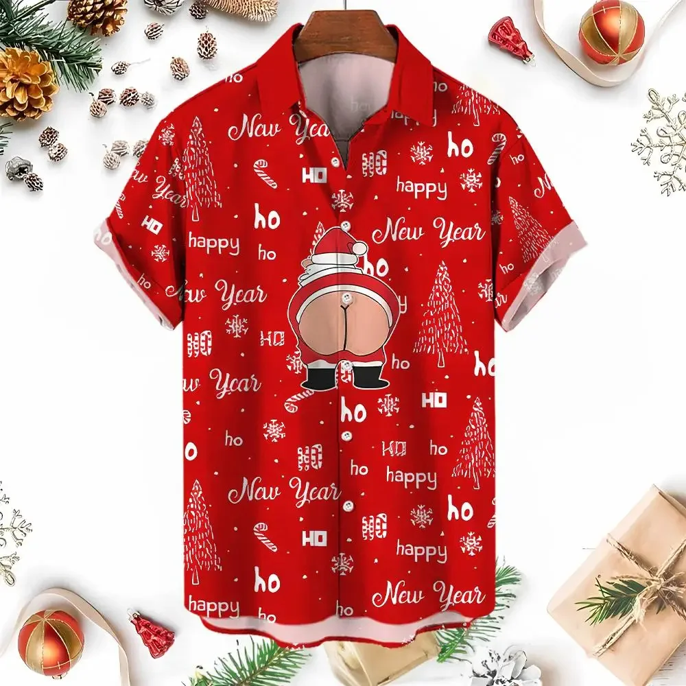 Men\'s Christmas shirt, 3D Digital Print Series short-sleeved Loose And casual, New Style For 2023.