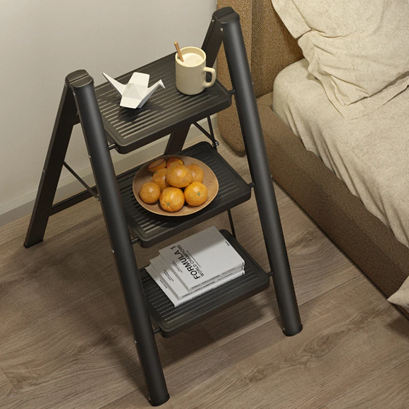 Heavy-Duty Carbon Steel Ladder  Foldable Step Ladder Non-Slip Indoor Stairs  Portable Telescopic Ladder Stool