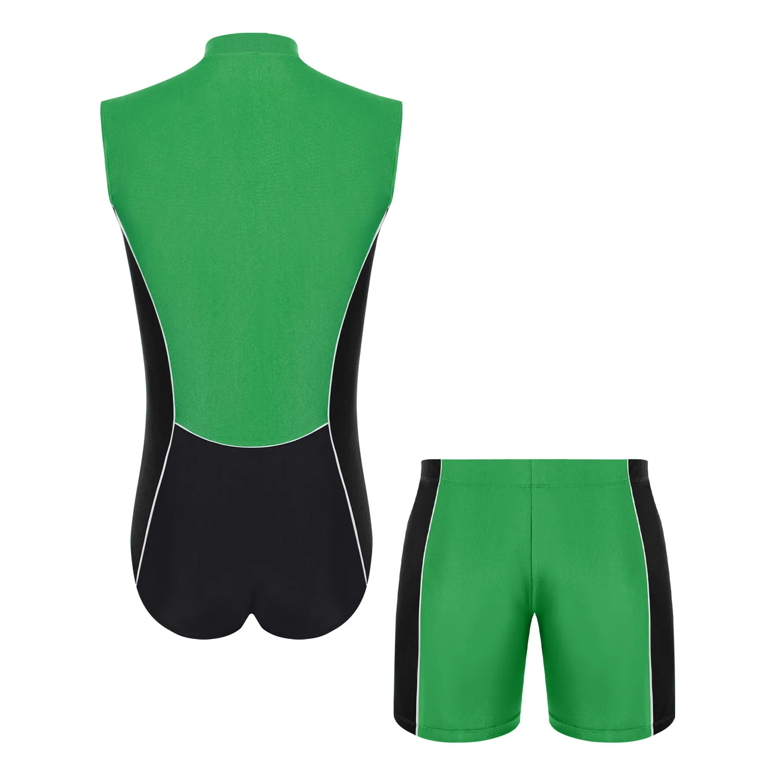 Heren eendelig badpak met shorts Sets Rekbare patchwork bodysuits voor fietsen Zwemmen Hardlopen Workout Bodybuilding-kostuums