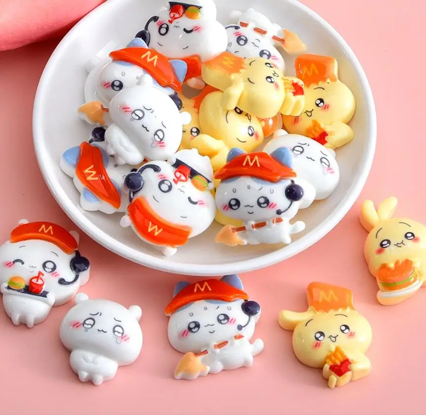 50pcs Cartoon Kawaii Flatback Resin Cabochon Scrapbooking Hair Bows Phone Decoration Craft DIY Embellishments