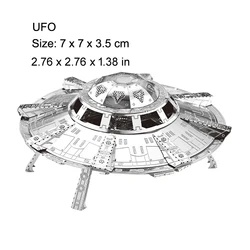 3D UFO Modelo Kit para Crianças, Metal Puzzle, Jigsaw Brinquedos, Presente