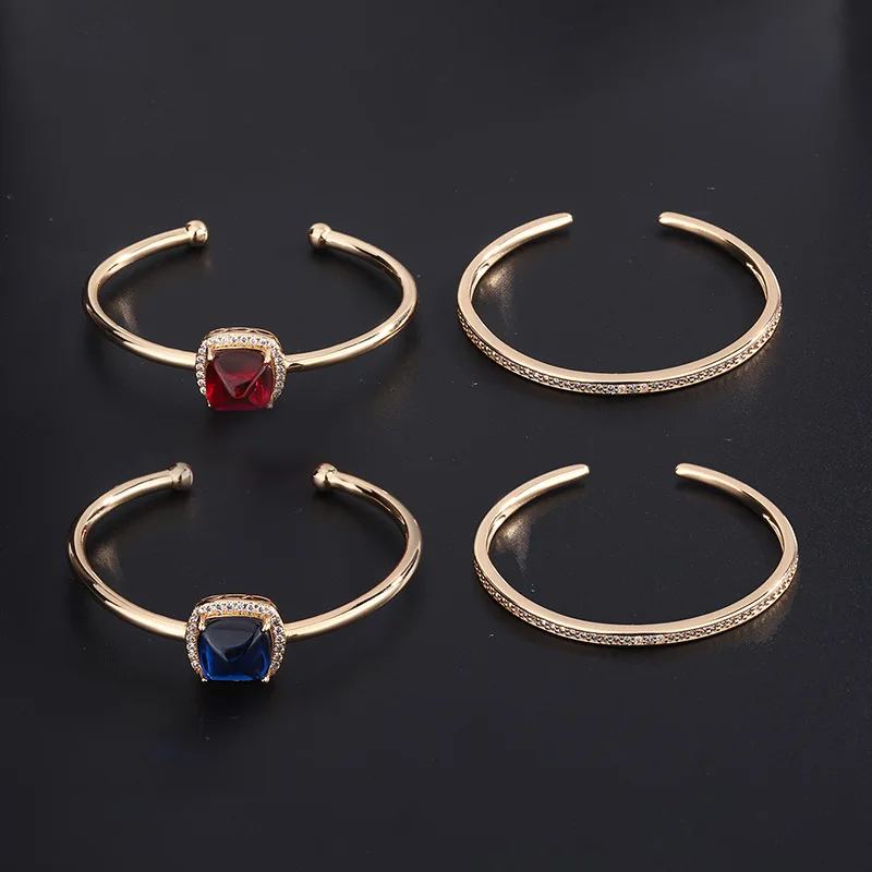 

New High-end Jewelry Korean Classic Ruby Sugar Tower Sapphire Sugar Tower Micro-inlaid Colorful Treasure Bracelet 12*12