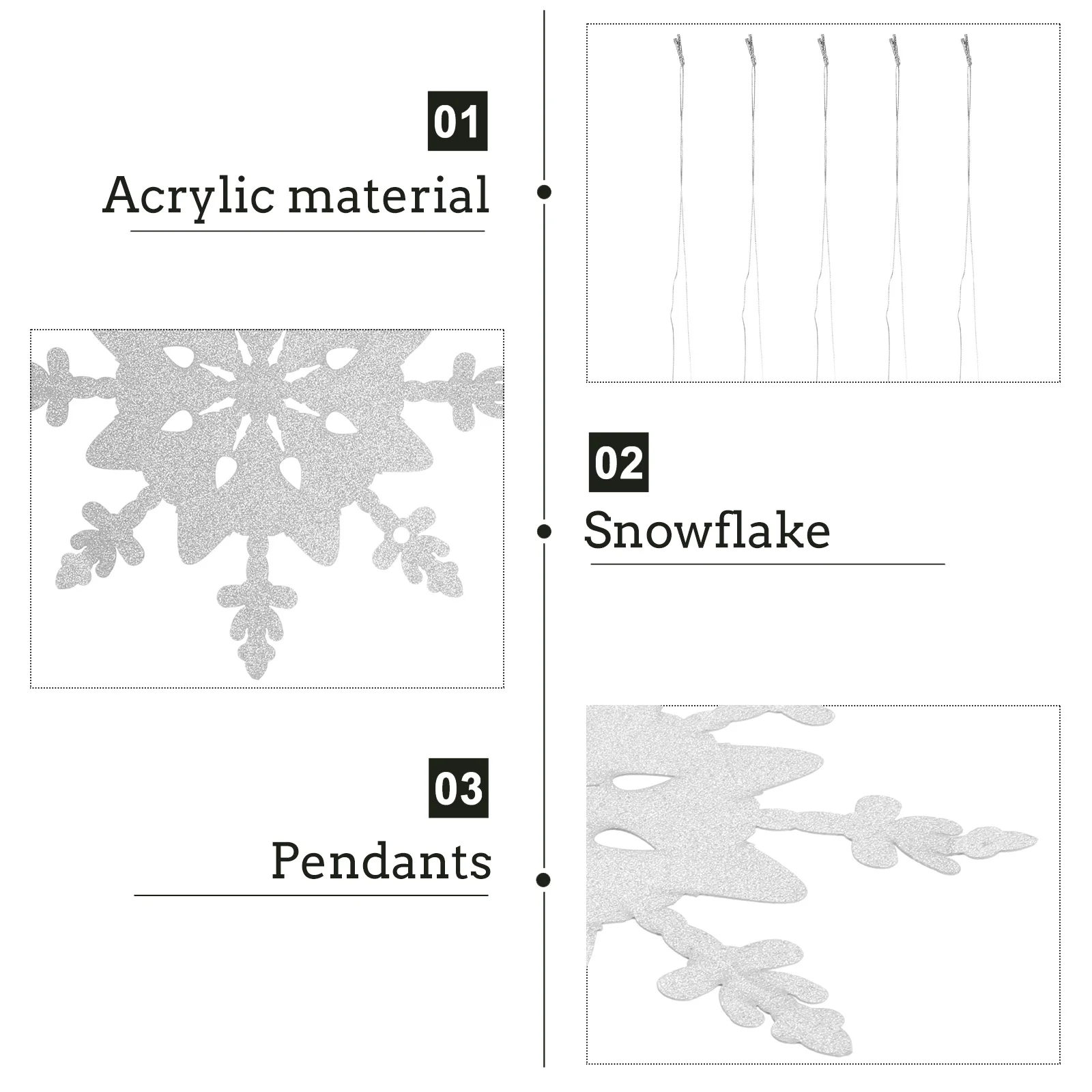 

5 Pcs Decorative Pendant Christmas Hanging Snowflake Gold and Silver Ceiling Tree Scene Hangings Acrylic