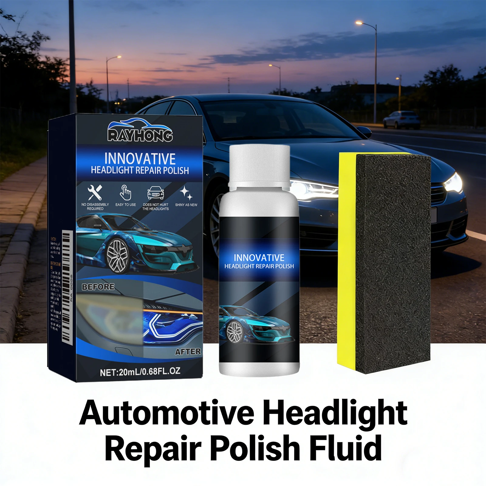 Car Headlight Polishing Liquid Car Headlamp Restoration Cleaning Agent Improves Nighttime Driving Safety Restore Clarity & Shine