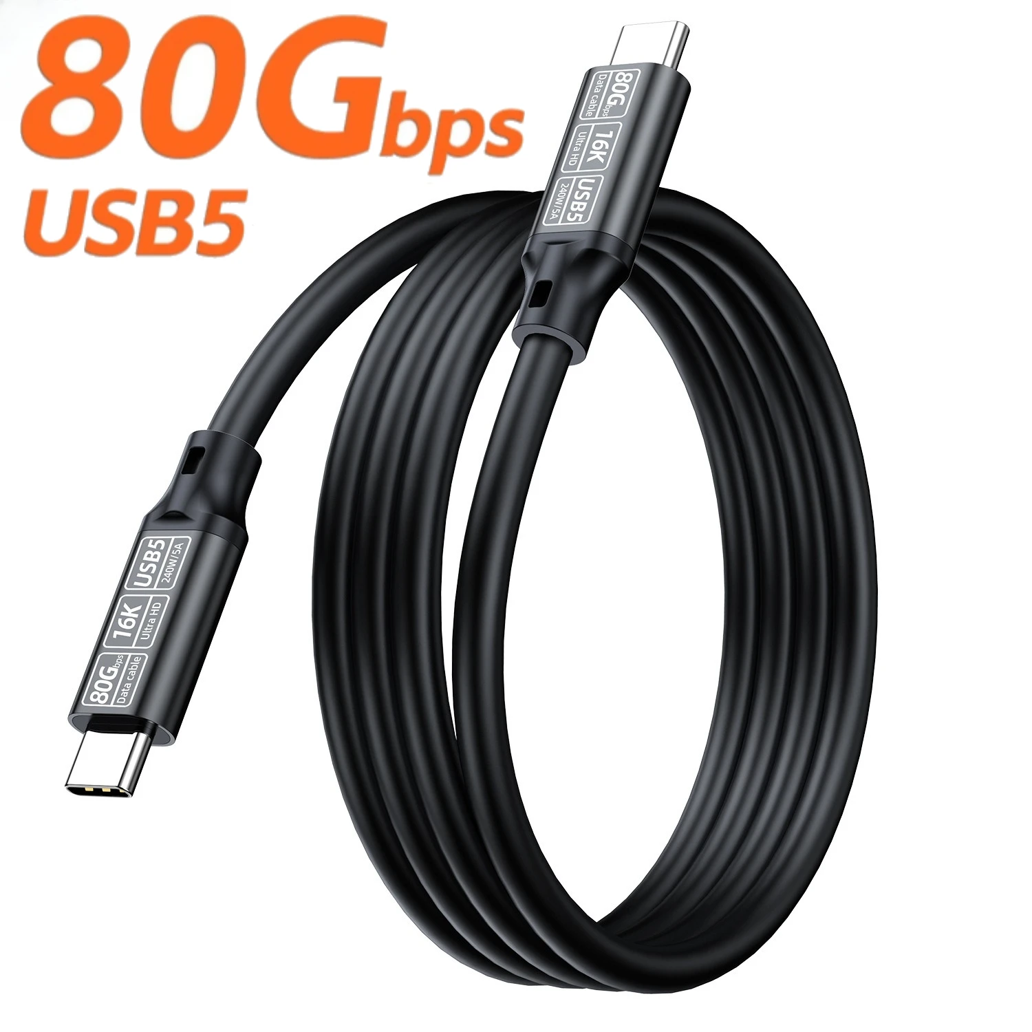 UHD 16K USB 5 240W 80Gbps Thunderbolt-5/4 Type-C Cable 48V/5A Type-C to USB C for iphone 16 Pro Tablet Switch Laptop MacBook Pro