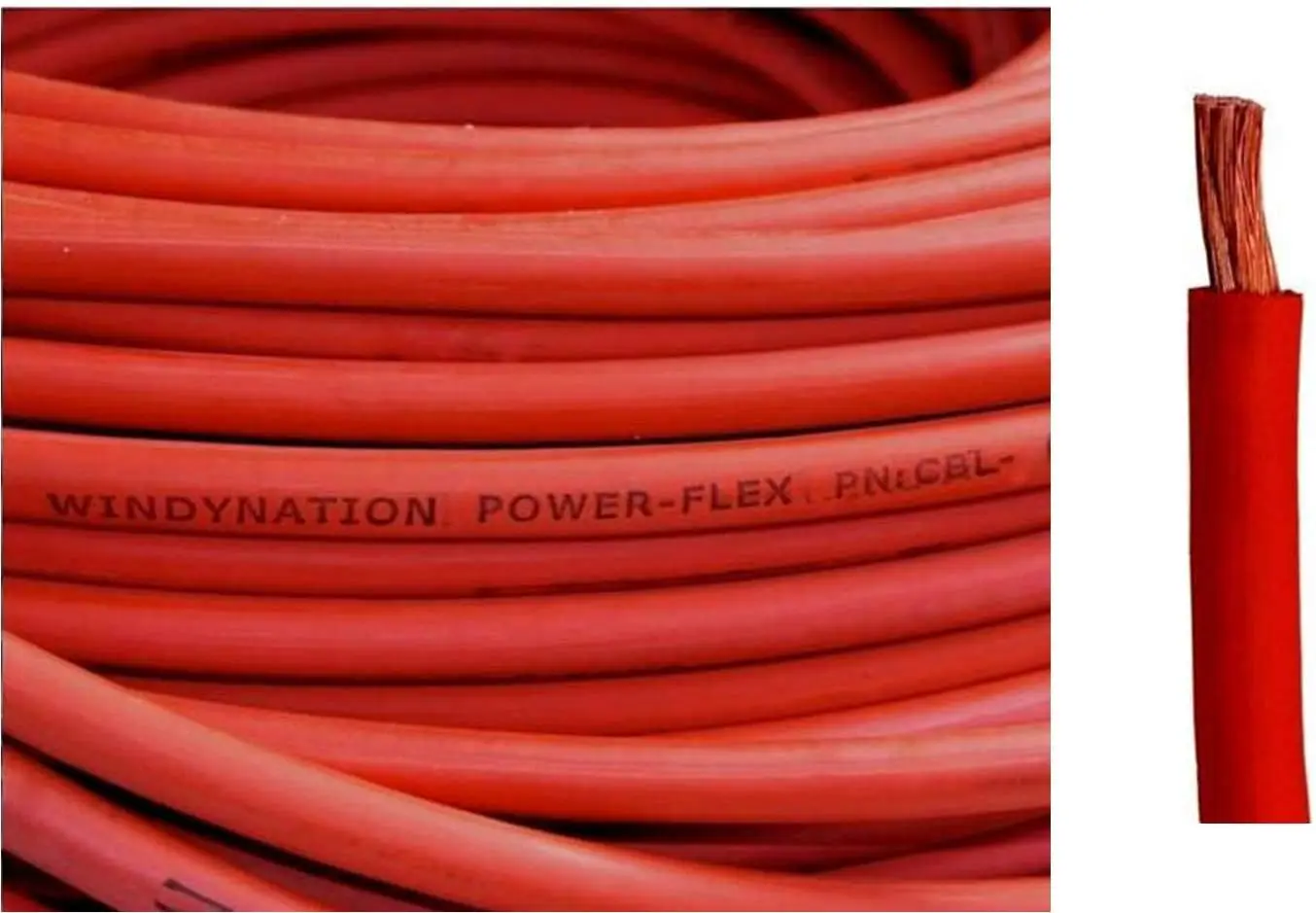 WNI 1/0 AWG 1/0 Gauge 100 Feet Red Battery Welding Pure Copper Ultra Flexible Cable + 5pcs of 5/16