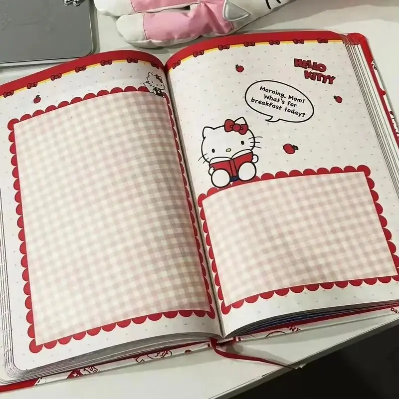 Sanrio Hellokitty Color Page Notebook Girl Heart High Value Cartoon Cute Hard Shell Hand Book Student Stationery