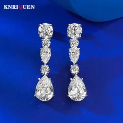 Women's Charms 925 Sterling Silver 8*12mm High Carbon Diamond Drop Dangle Earrings Cocktail Party Fine Jewelry Accessories Gift