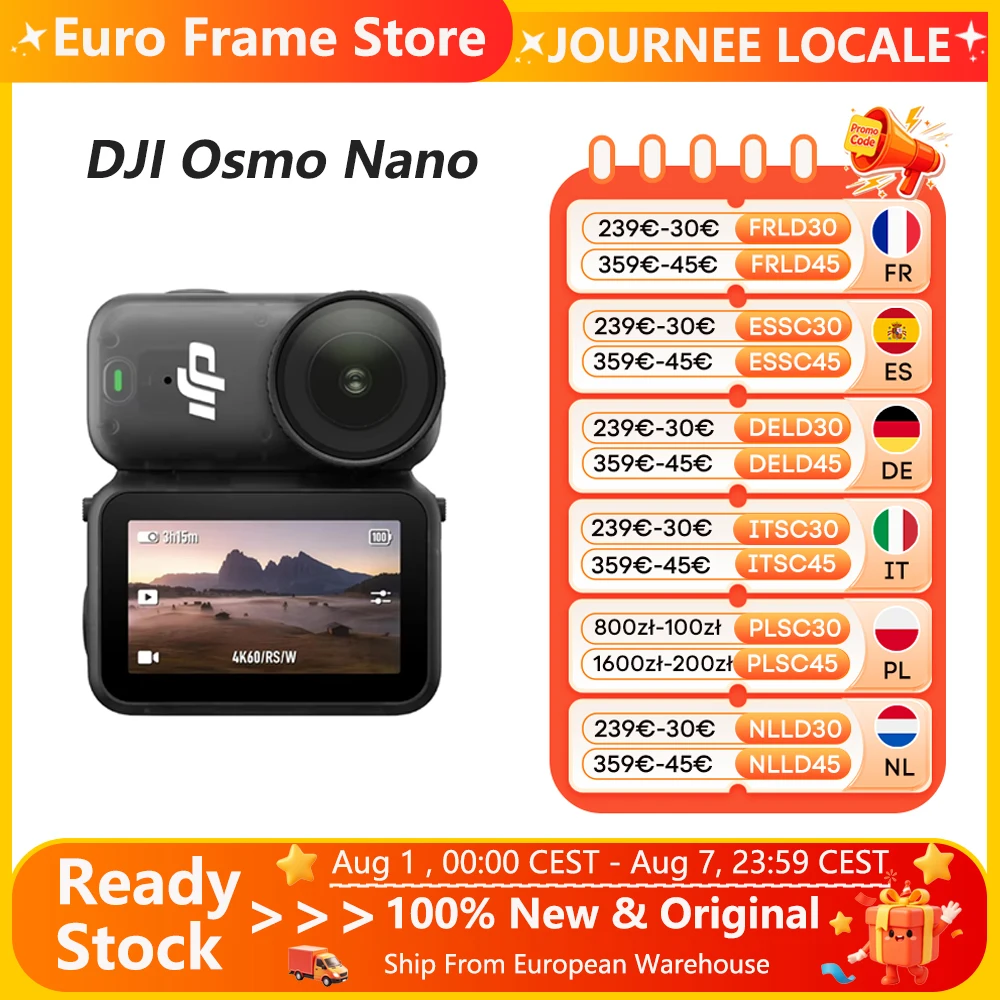 DJI Osmo Nano Bundle Standard Petite Caméra Vlog 4K/60fps & 143 °   Grand champ de vision, capteur 1/1.3'' entièrement neuf, double microphone DJI