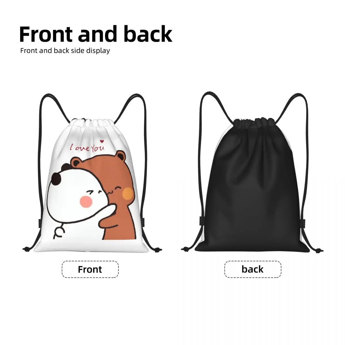 Peach And Goma Drawstring Backpack Women Men Sport Gym Sackpack Portable Bubu Dudu Shopping Bag Sack