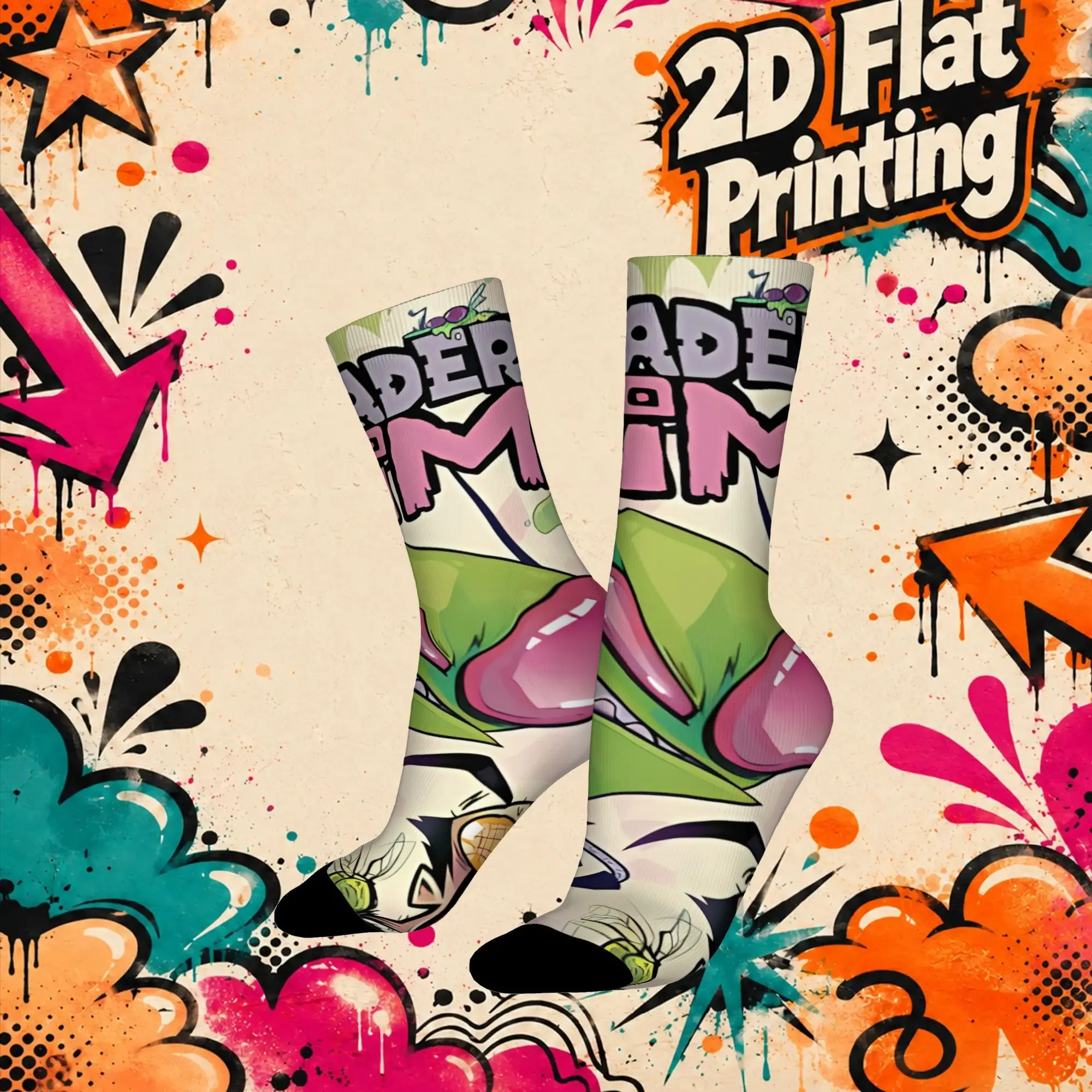 Invader Zim Anime Retro  Street Style Novelty Seamless compression Winter Sock Sports Socks
