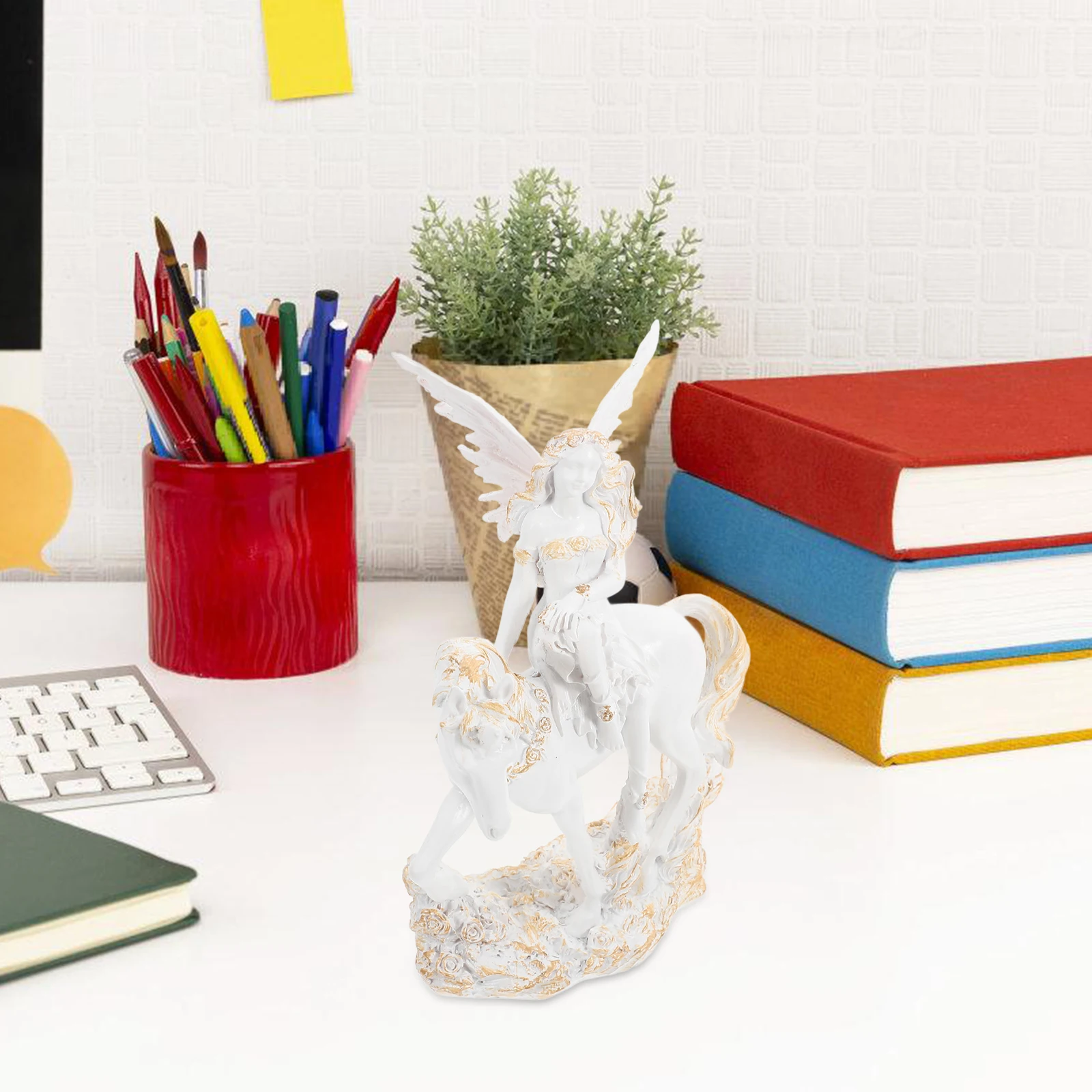

Resin Statue Ornaments Angel Crafts Decoration with Horse Figurine Home Decorations Creative Sculpture Props Office