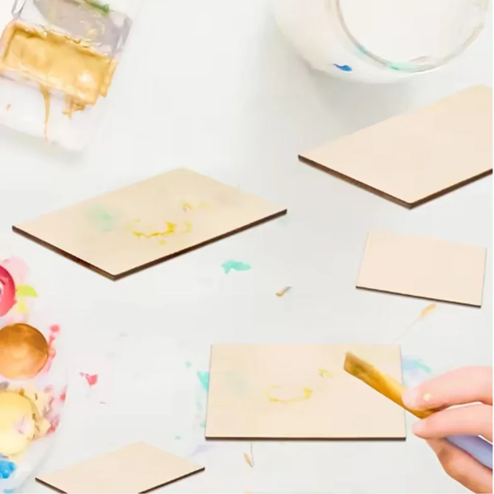 1-8Pcs Thickness 1.5mm Square Thin Wooden Board 50x10mm-450x450mm Painting DIY Handmade Building Model Desktop Wooden Board