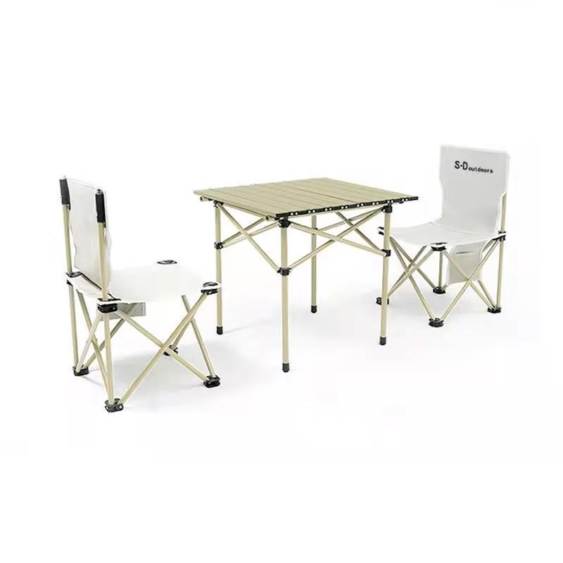 Picnic Aluminum alloy Table Portable Foldable Outdoor Picnic Table Cake Roll Folding Camping Table and Chair Set