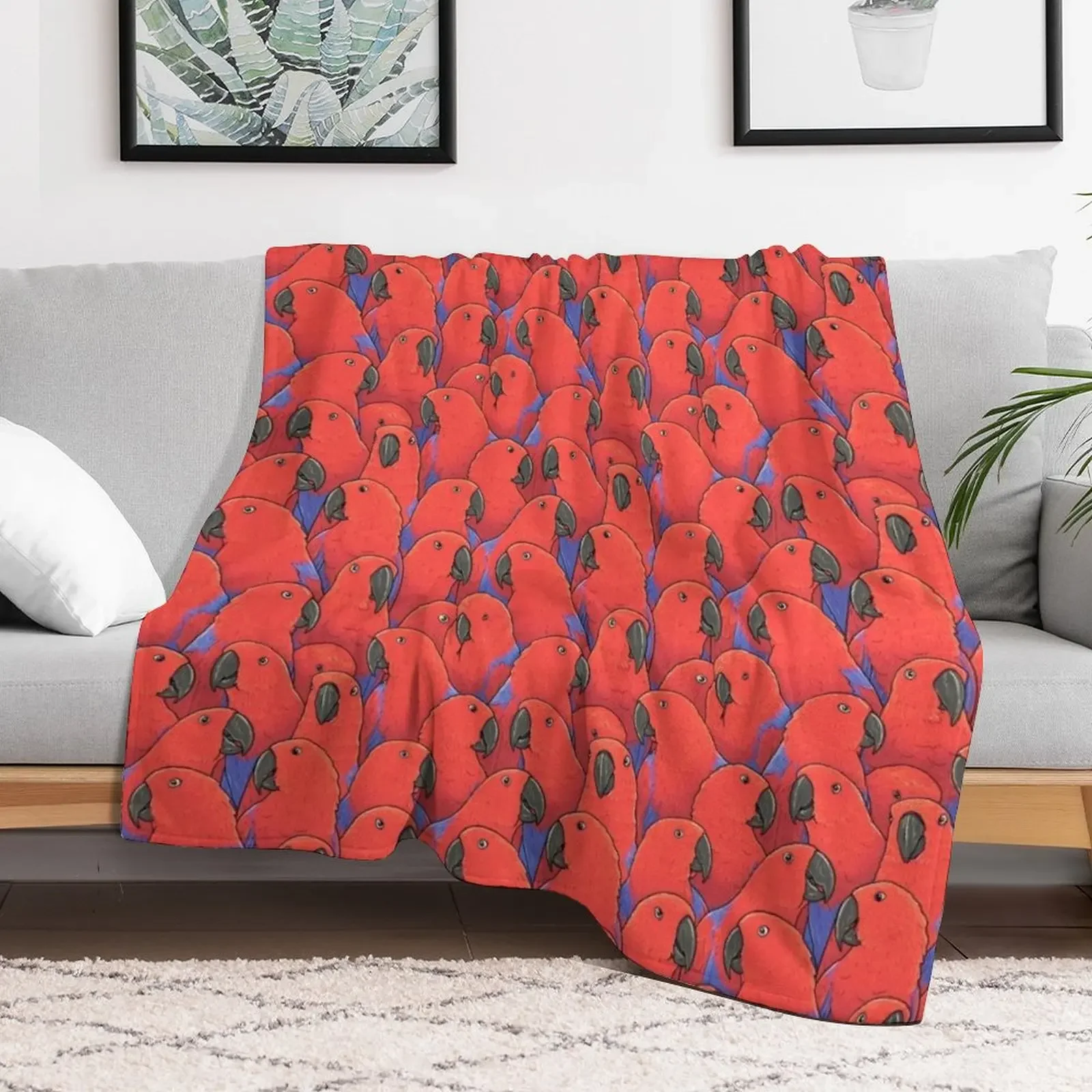 Female Eclectus Parrots Throw Blanket Cozy Warm Blanket for Bed Room Decor