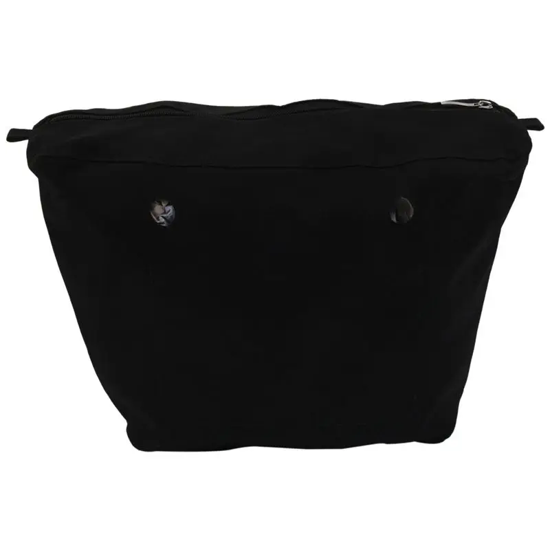 TEXU 2X Waterproof Solid Canvas Insert Inner Lining Insert Zipper Pocket For Obag O Bag Handbag Bag Black