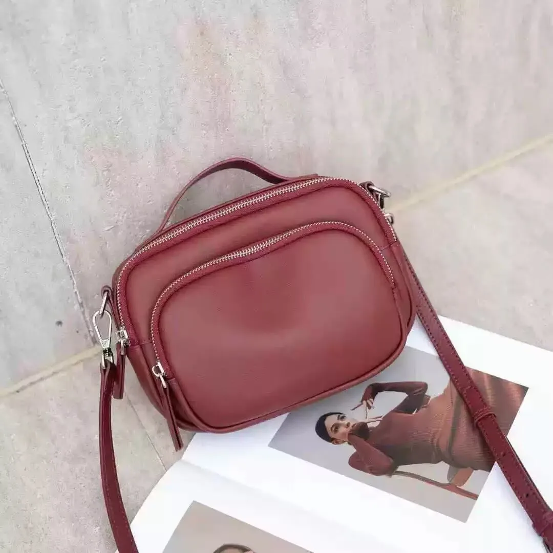 Cowhide Soft Leather Handbags,Luxury Shoulder Crossbody Bag,Three Layers Real Leather Handbag for Women,New Travel Purse