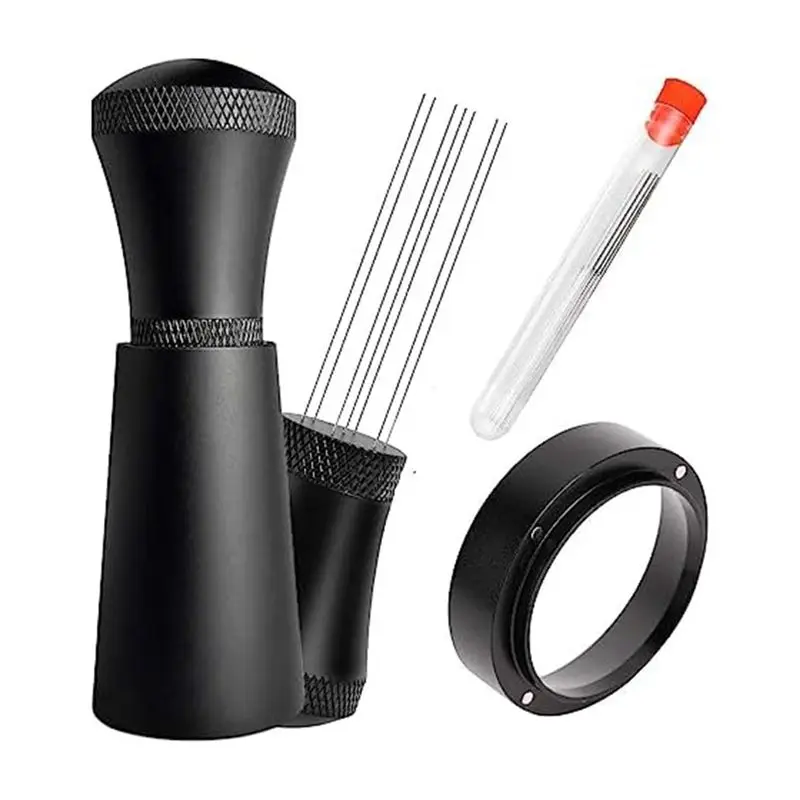 A95G WDT Tools Espresso Distribution Tool - 53.5mm Dosing Funnel & 0.35mm 316 Stainless Steel Needles Stirrer Distributor