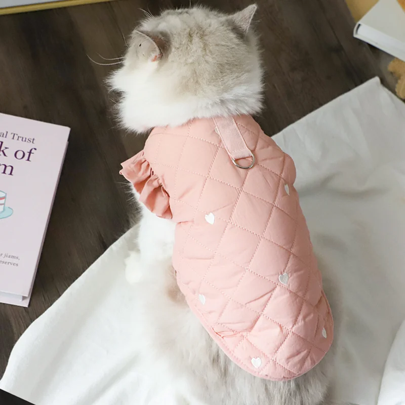 Winter Puppy Jacket Cotton Love Dog Coat Pet Warm Vest Fashion Flying Sleeve Cat Vest Dog Costume Chihuahua Small Dog Clothes