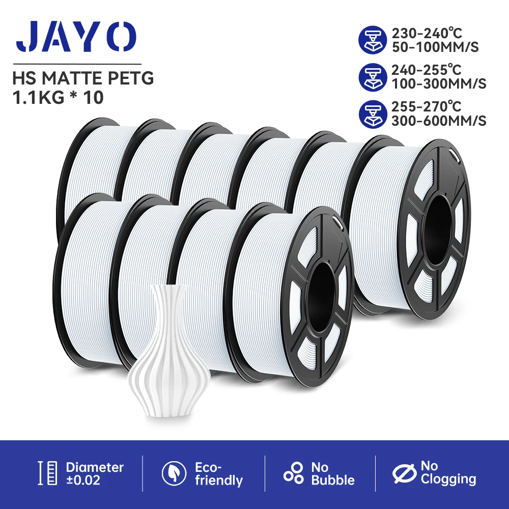 JAYO 10 Rollen pla plus/petg /pla/pla+2.0/skdc Mehrfarbiger 3D-Filamentdrucker 1,75 mm FDM 100 % kein Blasen für 3D-Druckermaterialien