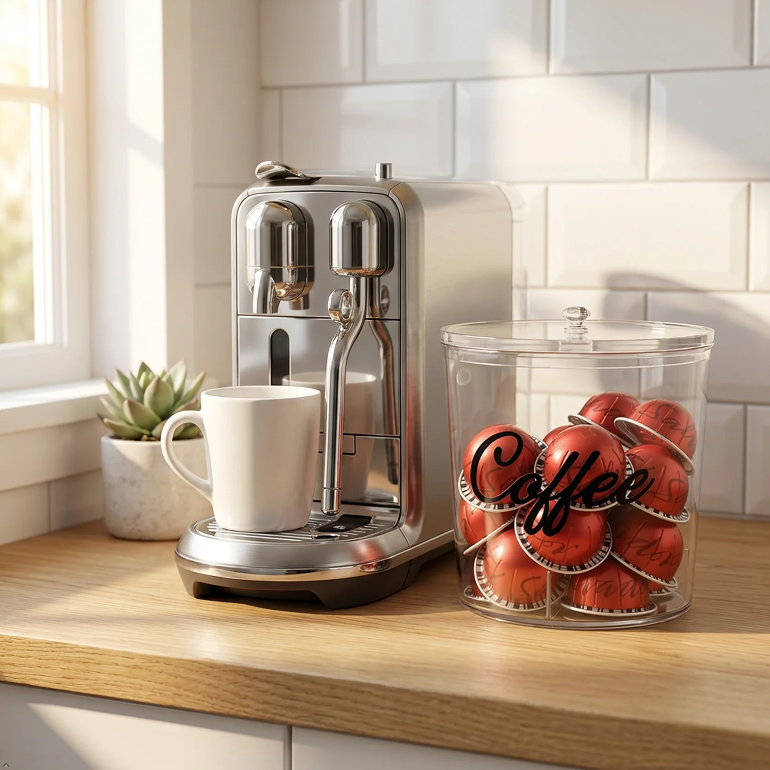 Coffee Pod Holder with Transparent Crystal Lid & Dust Cover, Compatible with Nespresso & Keurig K Cup Pods, Coffee Bar Decor view 3