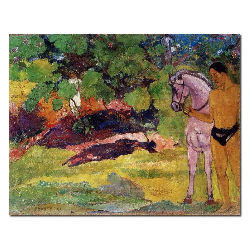 

In the Vanilla Grove Man and Horse By Paul Gauguin Oil Painting Canvas Hand Painted Landscape Art Reproduction Wall Decor