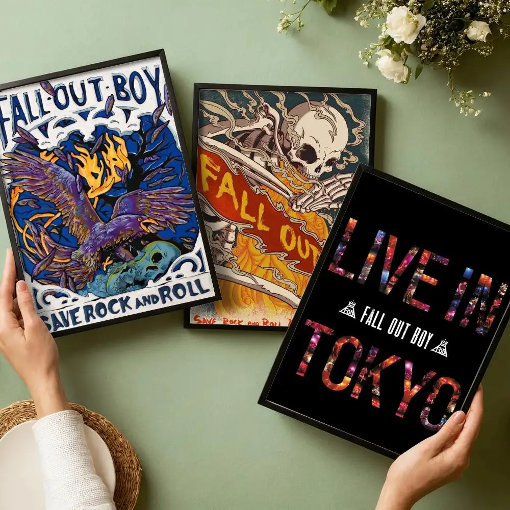 Classic F-Fall Out Boy Band Poster Decorative Wall Art Stickers Mural Photo Print for Home Living Room Hallway Decor