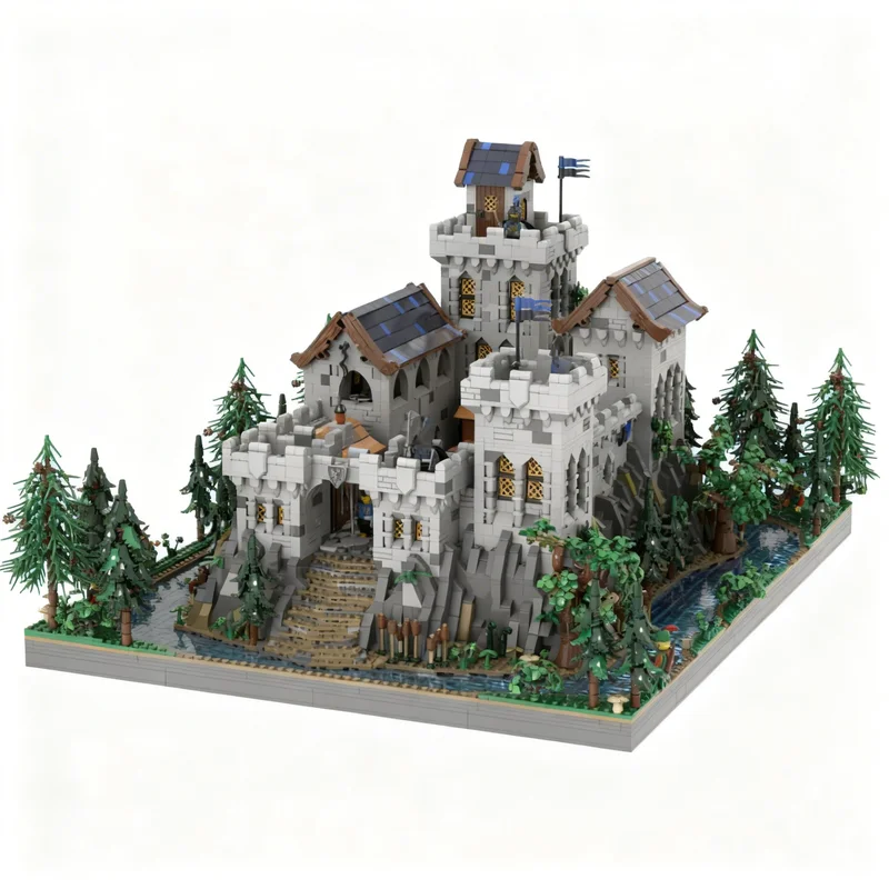 10003pcs MOC Black Falcon’s Castle Castle Black Falcons Model Building Blocks Construction Collection Art Idea DIY Assemble