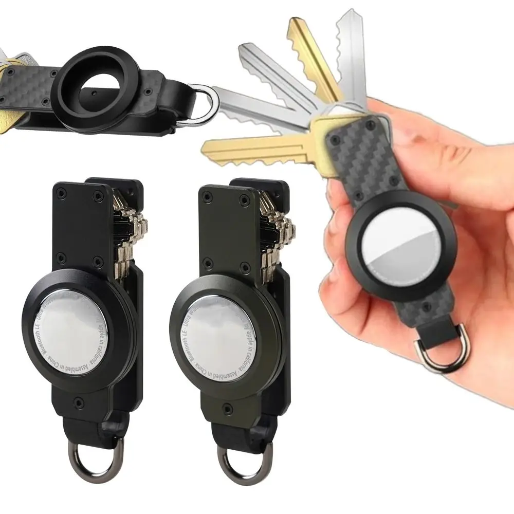 Smart Metal Key Organizer Compact Aluminum Alloy Keys Fob Minimalist Holds 2-5 Keys Keys Bag for Airtag