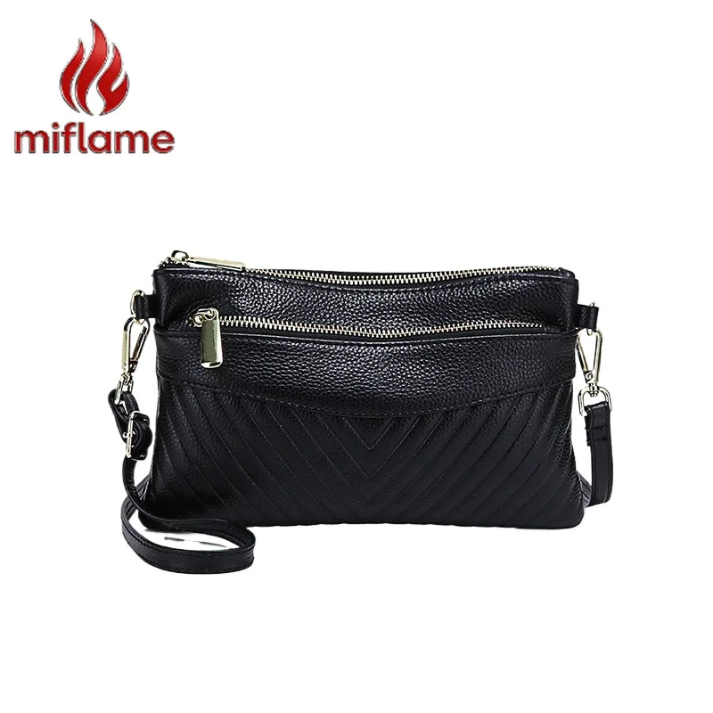 

Women's 2-in-1 Crossbody Handbag Genuine Leather Stripe Fashion Casual Envelope Purse Shoulder Bag