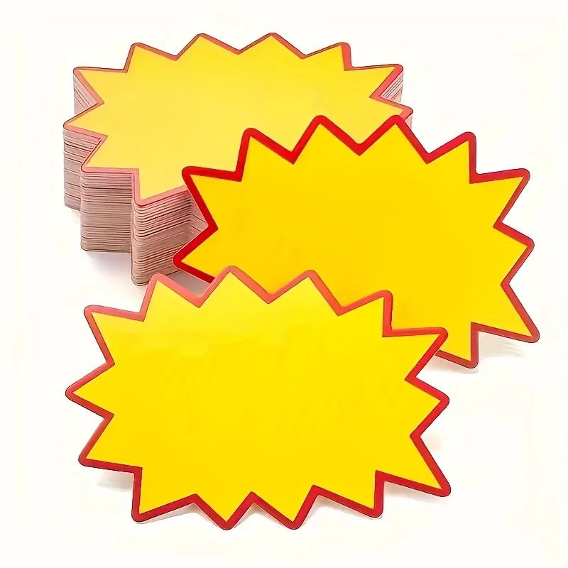 

50-piece Yellow Star-shaped Blank Price Tags, 2.75 X 1.97 Inch Paper Tags, Suitable for Retail Stores and Supermarkets.